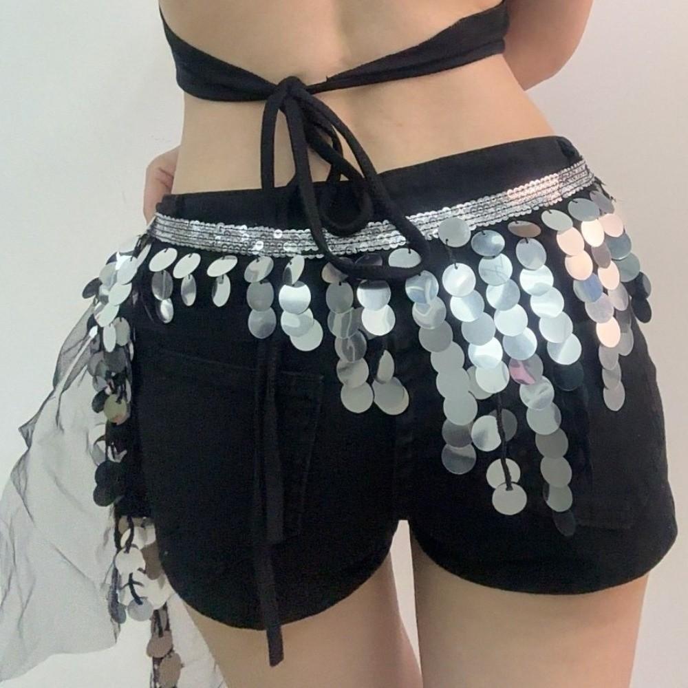 Long Tassel Belly Dance Belt Glitter Sequins Sequin Waist Chain Carnival Celebration