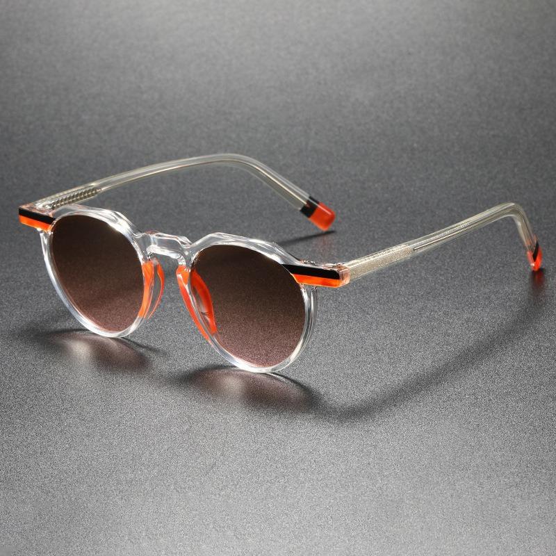 New Fashionable Transparent Round Frame Women's Sunglasses Outdoor Neutral Color Blocked Versatile UV400 Sunscreen Glasses