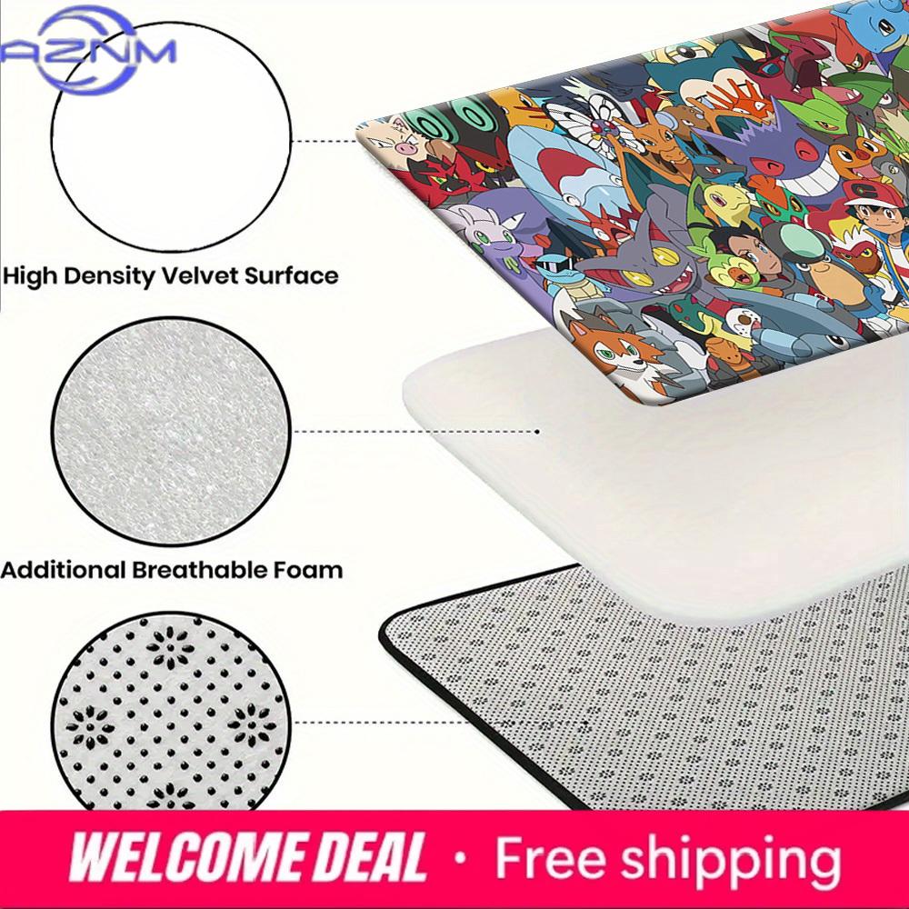 Pokemon Characters All Over Print Non-slip Doormat, Soft Absorbent Floor Rug for Home Decor