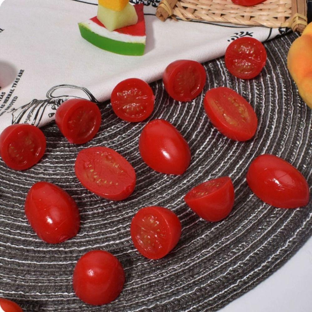 4PCS Food Model Artificial Cherry Tomato Decorative Props Simulation Fruit Fake Tomato Home Decor