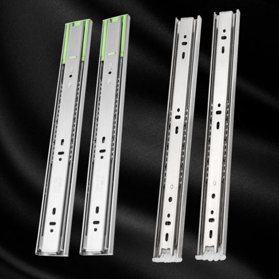 2 шт. Направляющие для ящиков из нержавеющей стали, 3-секционные, с плавным закрыванием, шарикоподшипниковые, для бокового монтажа сзади, полного выдвижения