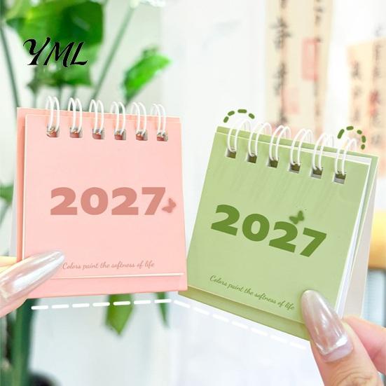 Functional Workstation Memo Pad Mini Desk Calendar 2027, Jan. 2027 to Dec. Standing Flip Small Vertical Desktop Calendar, 12 Monthly Planner