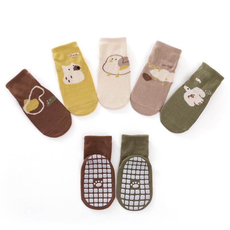 Детские нескользящие носки для девочек и мальчиков, милые хлопковые носки для новорожденных, теплые носки для малышей, осень-зима