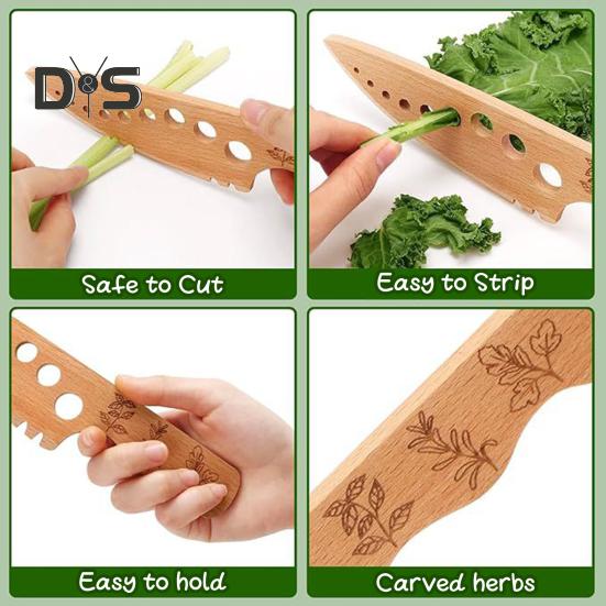 Деревянный инструмент для зачистки трав, ванильный инструмент для очистки листовой капусты, зелени, тимьяна, базилика, изогнутый край, кухонный гаджет с несколькими отверстиями