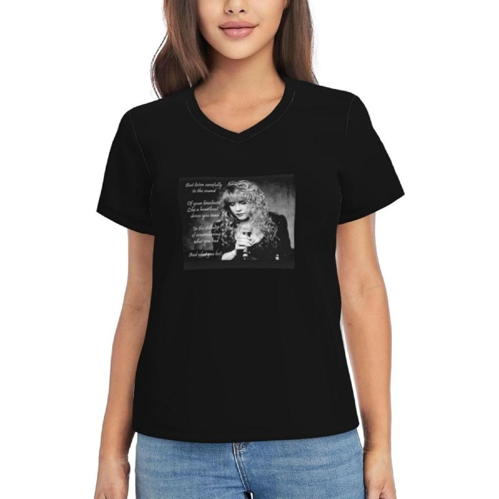 Repaly Women's T Shirt Stevie Nicks T-Shirt Short Sleeve Pullover V-Neck Tops
