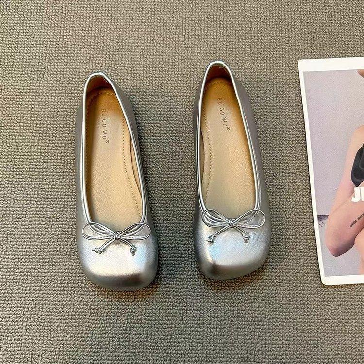 Балетки, женские туфли на плоской подошве, удобные нескользящие женские лоферы, кожаные туфли на плоской подошве, элегантные женские туфли на одинарной подошве с бантом, обувь для мам