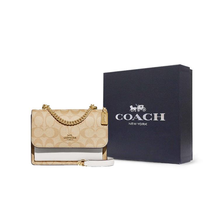 New COACH Klare Cow Leather, Artificial Leather Shoulder Bag, Crossbody Bag Mini Women's Light Khaki & Chalk White C9946-IMDQC