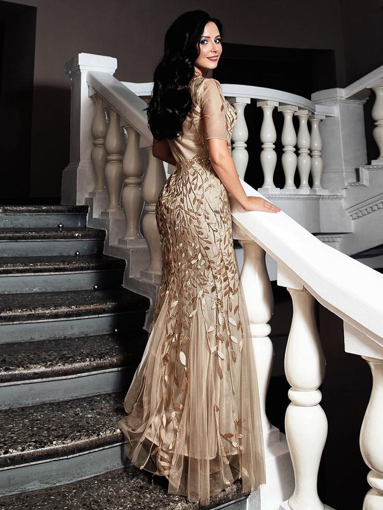 Вечернее платье из тюля Ever-Pretty Illusion с вышивкой «рыбий хвост»