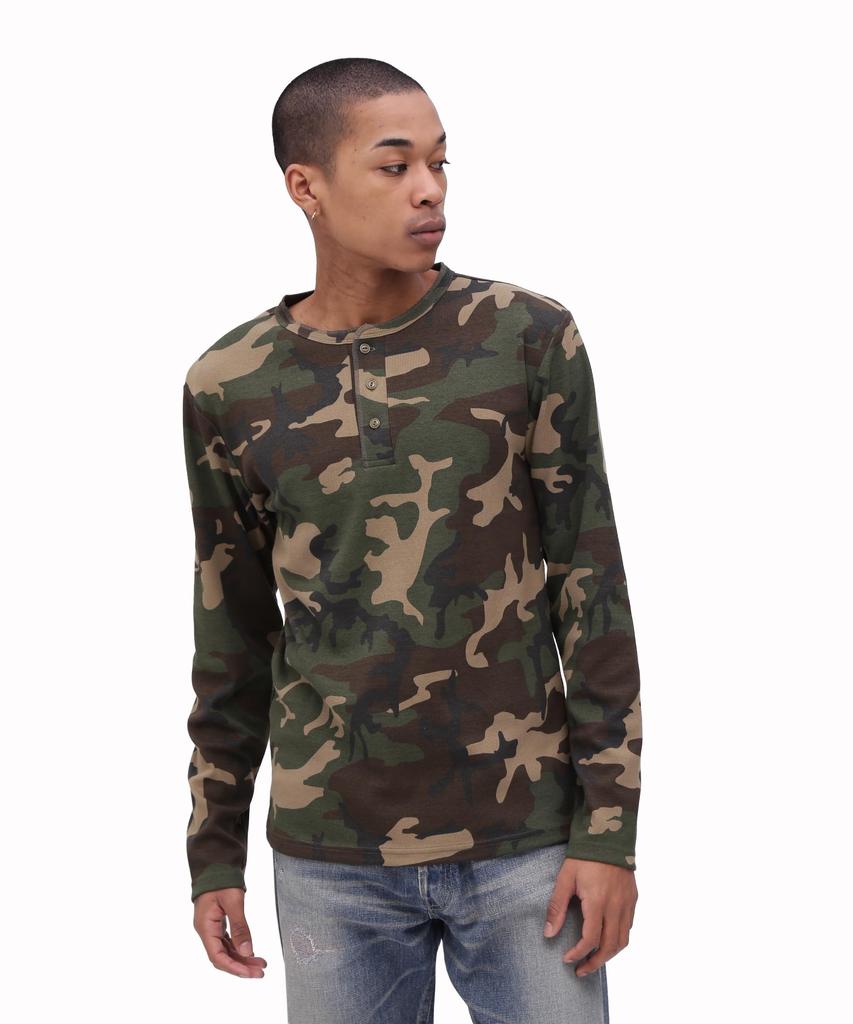 AVIREX DAILY RIB LONG SLEEVE NECK T-SHIRT(WEB Exclusive) CAMOUFLAGE men's XL olive camouflage 783-5930020