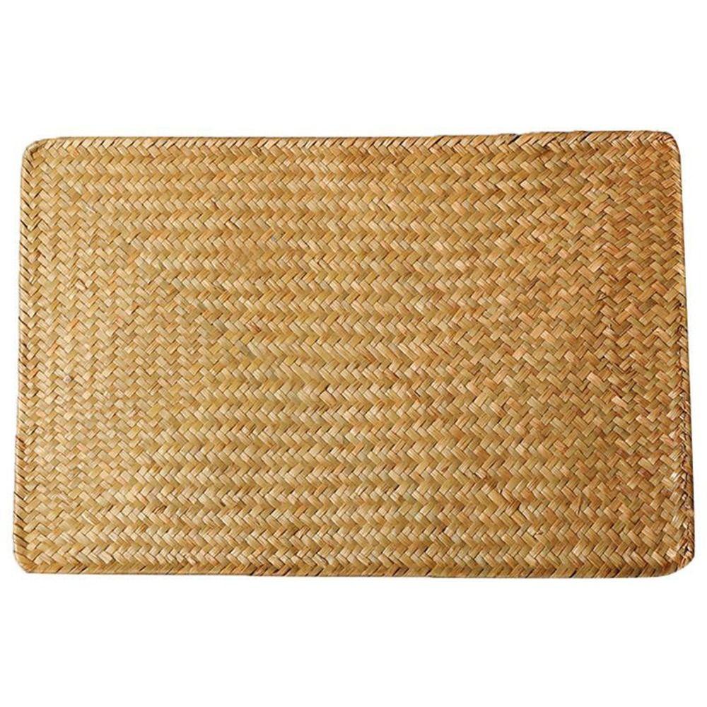 Natural Woven Rattan Indoor Placemats Rectangular Tablecloths Durable Table Mats  Kitchenware