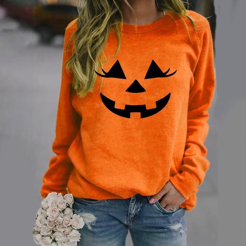 Милый женский свитер с длинным рукавом и тыквенным лицом, новый модный свитер, осенний повседневный комфортный свитер с тыквенным лицом, пуловер