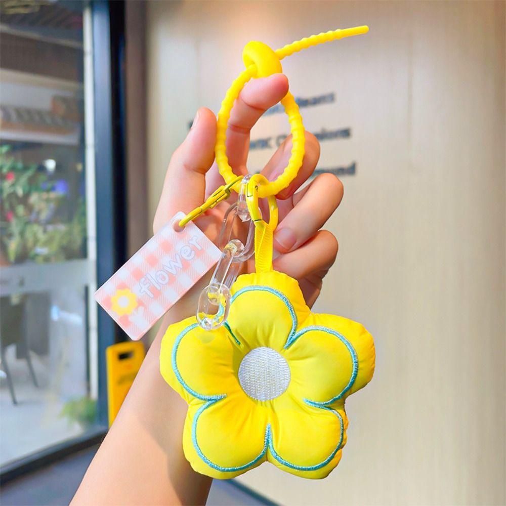 Cloth Flower Bag Pendant Acrylic Chain Floral Lanyard Creative Fresh Backpack Decoration  Children