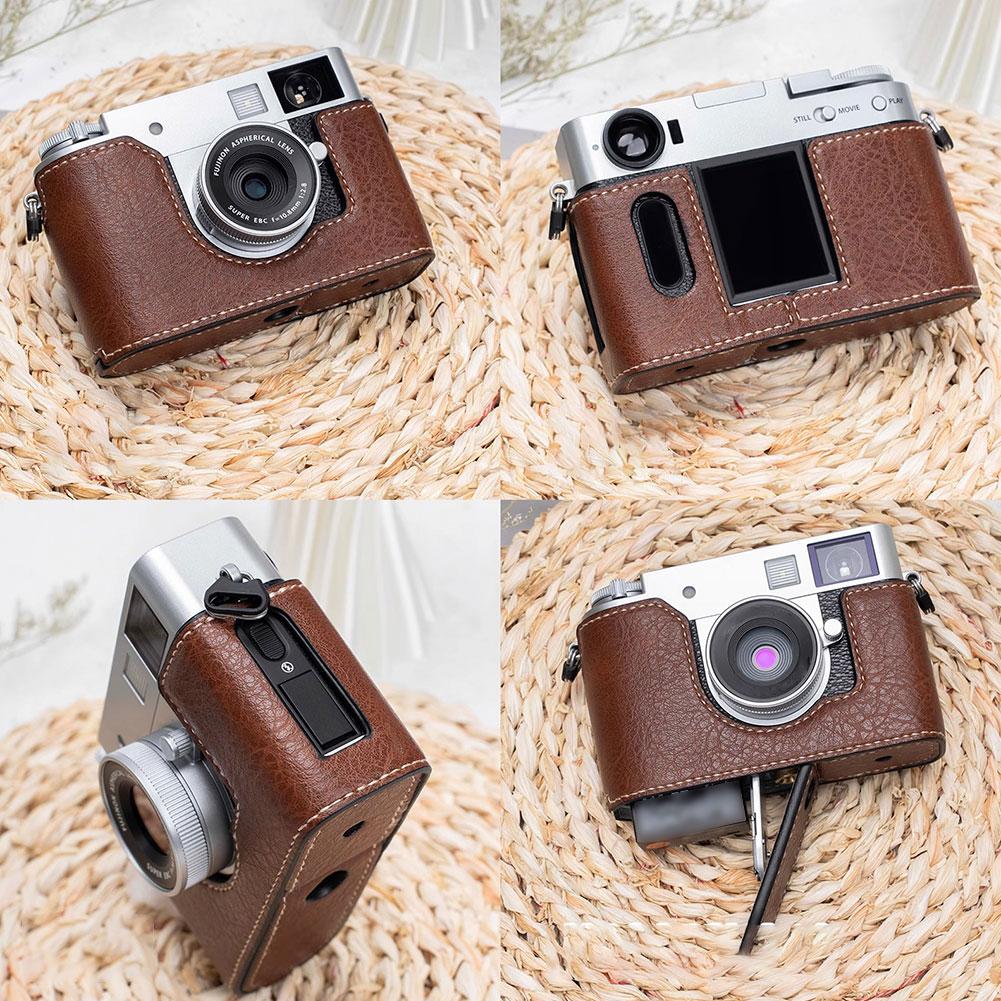 Полукорпусная кожаная сумка для камеры для Fuji X-half, быстросъемная защитная оболочка, нижняя крышка, сумка для переноски камеры