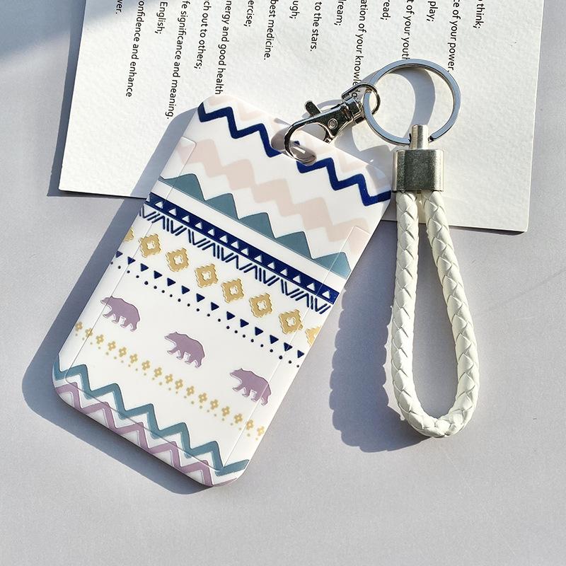 Чехол с мультяшным принтом, идентификационная бирка, чехол для рабочей карты с эластичным ремешком на запястье, держатель для бейджа, чехол для деловой карты доступа