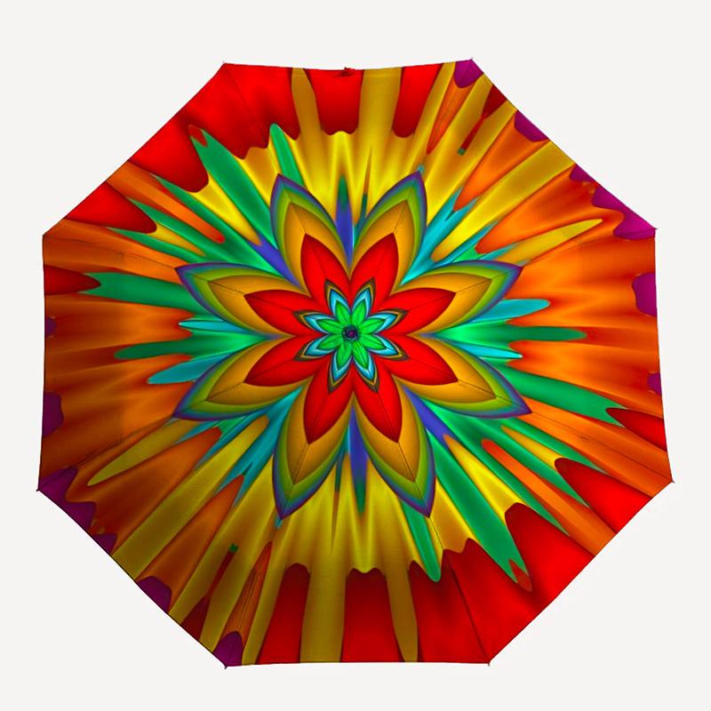 1pc Kaleidoscope Pattern Automatic Umbrella - Automatic Opening And Closing, Sturdy Iron Frame, Portable Folding Design yy251018180