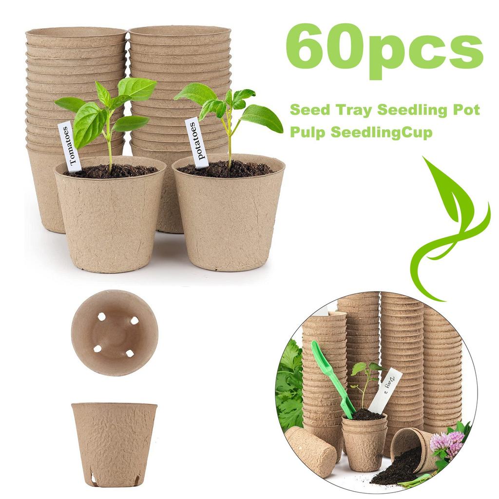 60pcs Seed  Tray,  Seedling Pot, Pulp Seedling Cup, Plant Pot Germination Cup