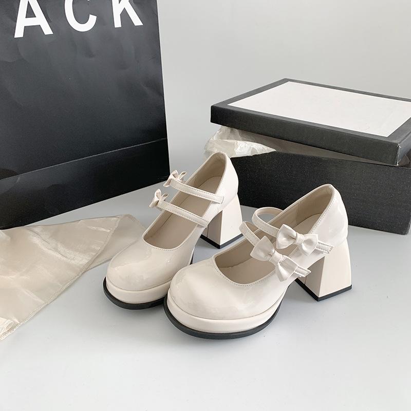 Fashion Women's High Heels Pumps Mary Janes Shoes New 2024 Fashion Bowknot Platform White Black Heeled Party Dance Wedding Shoes Zapatos