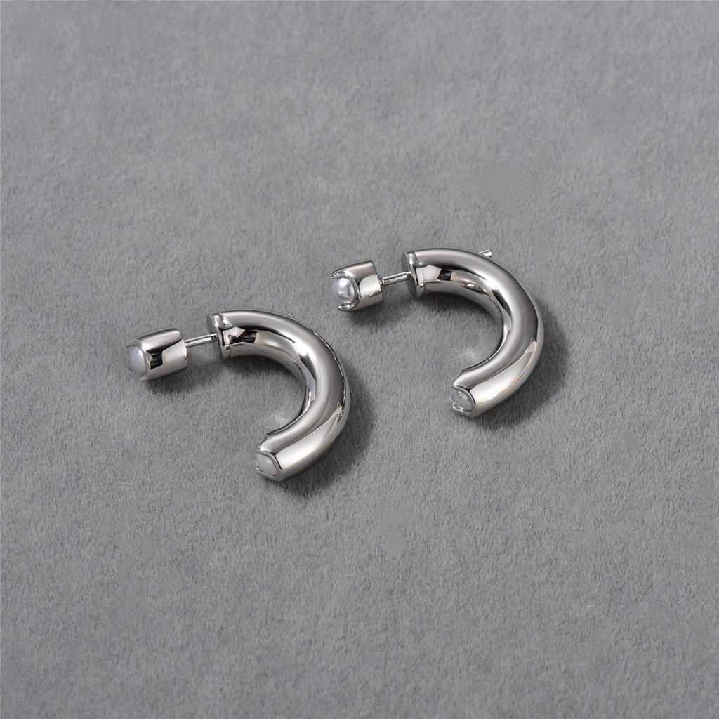 Серьги-пусеты в форме полукруга с жемчугом, нишевый дизайн, простые и универсальные, мгновенно придают милый вид, серьги для стильных девушек, для женщин