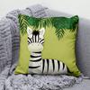 Cartoon Animal Zoo Hold Pillowcase Jungle  Green Leaf  Sofa Chair Cushion Cover Children's Room Home Decoration
