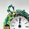 European Style Cute Fresh Green Peacock Desktop Clock New Mini Creative Clock Living Room Decorative Model Room
