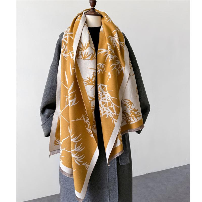 Luxury Brand Cashmere Women Floral Scarf Winter Warm Shawl and Wrap Bandana Pashmina Female Foulard Square Thick Blanket Poncho