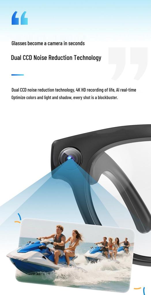 AI Smart Glasses with 800W Camera for Photos, Videos, Image Recognition, and Translation.