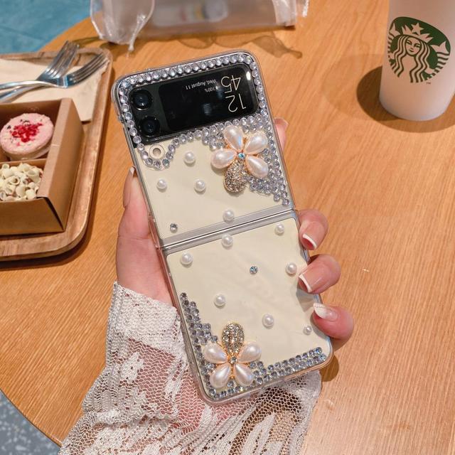 Роскошный чехол с цветочным узором для телефона Samsung Galaxy Z Flip 3 Zflip 3 5g Z Flip 4 Zflip Diamond Hard Shell Cover Fundas