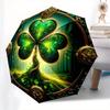 Enchanted Forest Shamrock Wall Art Decor Umbrella, Cute Umbrella with Cute Design, Portable 3-Fold Compact Umbrella for Men & Women, Valentine's Day M