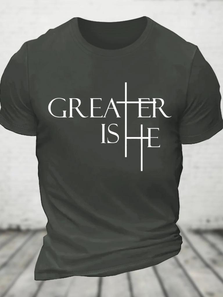 Greater Is He Cross Cotton Tshirt