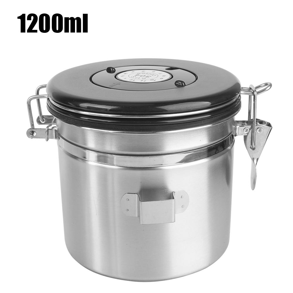 Storage Canister For Coffee Beans Airtight Lid Preserves Freshness Coffee Container with Co2 Valve Stainless Steel Coffeeware