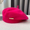 Rabbit Hair Beret Hat for Women Autumn Winter Korean Gray Painter Hats Retro Iron Logo Yarn Bud Caps