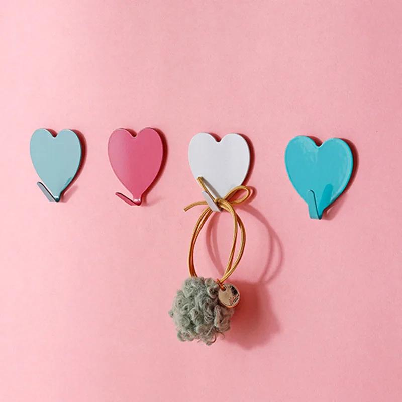 Household Tools Heart-shaped Hook Girly Heart Pink Love Hook Peach Heart Stainless Steel Hook Soft Girl Room Decoration Hooks