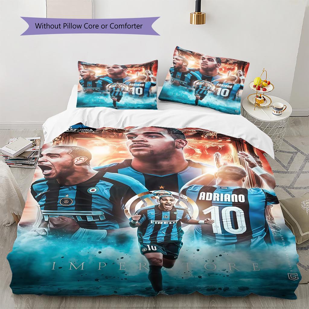 Inter Milan Pattern Bedding Quilt Set Quilt Cover Pillowcase Home Decoration Birthday Gift (1 * duvet cover + 2 * pillowcase, without core)