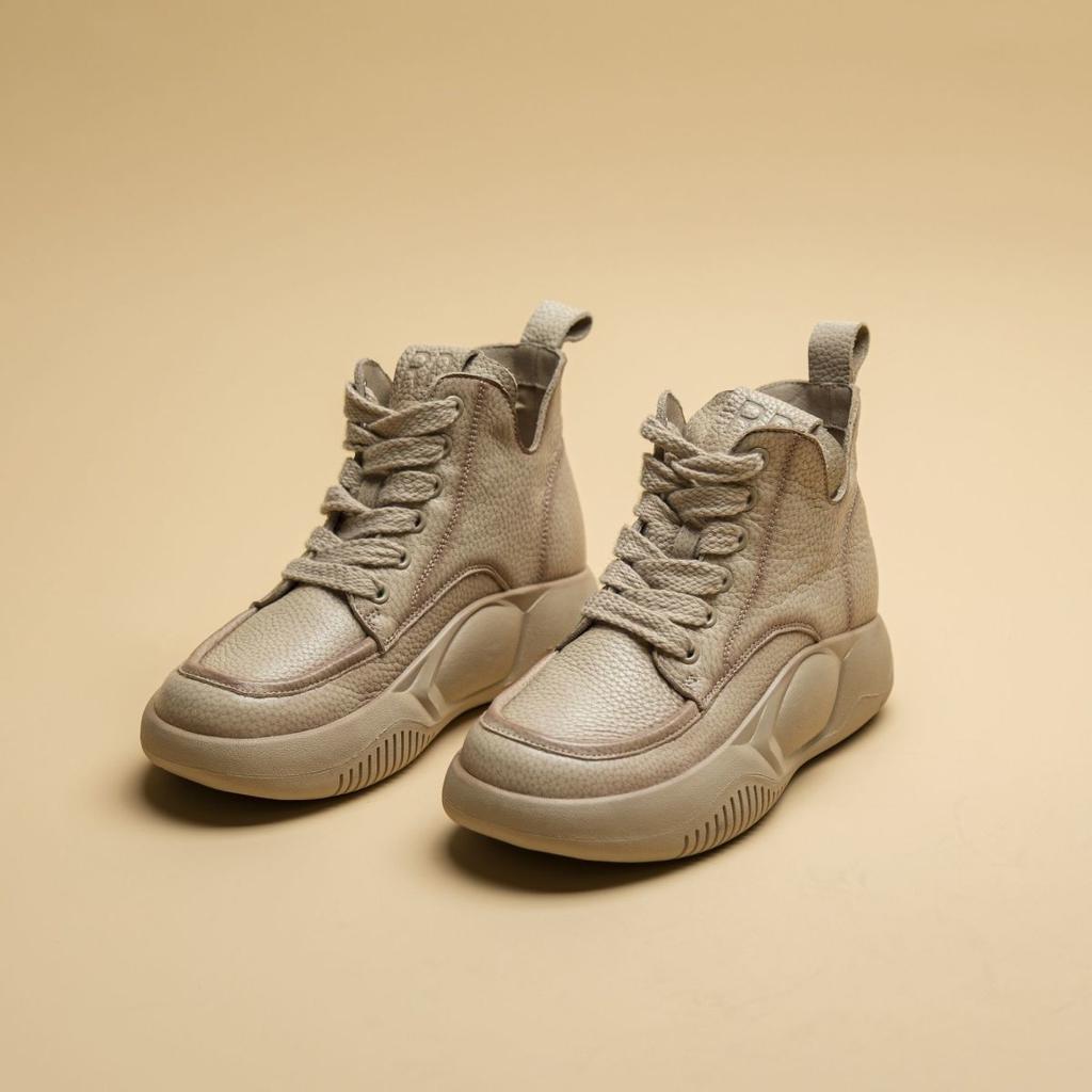 Fashion Trendy Version Women's Shoes Spring and Summer High-top Platform Lace-up Sports and Leisure Shoes Retro Versatile Shoes