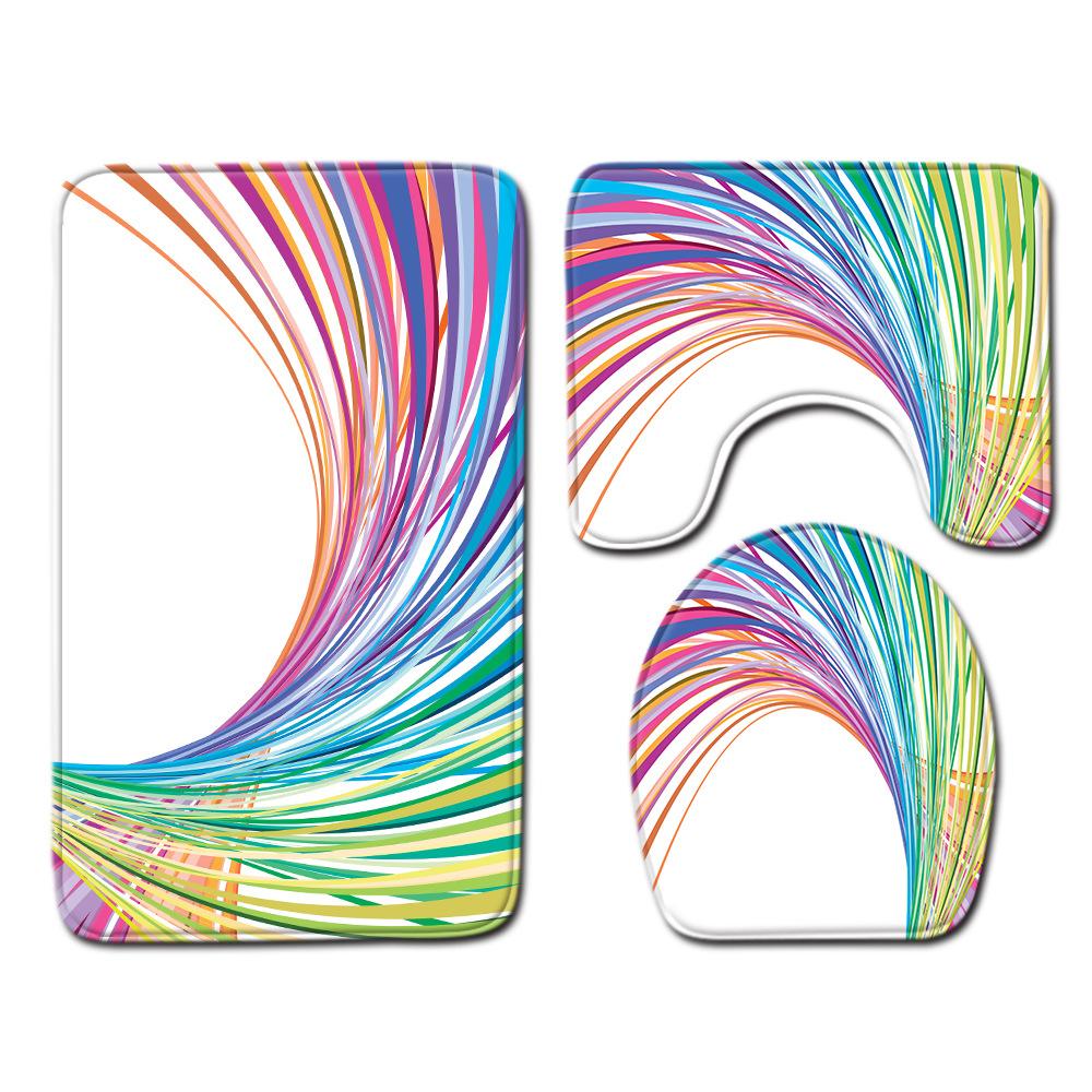 Линия Туалетный Коврик для пола Трехкомпонентный Коврик для ванной 3 предмета Придверный коврик