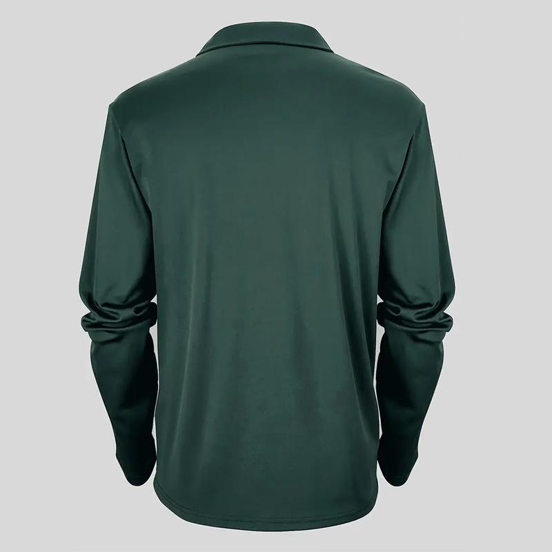 Мужская рубашка поло с длинным рукавом и молнией, с принтом английских букв, повседневная, дышащая, подходит для активного отдыха