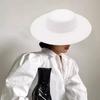 Женская шляпа Yousheng Retro с большими широкими полями, фетровая шляпа в стиле фетровой шляпы с плоским верхом, однотонная, для свадьбы, выпускного, вечеринки, поездок на работу