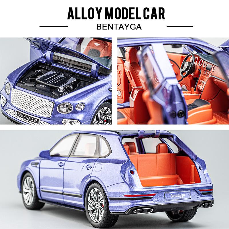 1/24 Scale Bentley Bentayga Diecast Car Model, Pull Back Toy with Sound and Light for Kids, Toddler Boys Girls Gift Collection