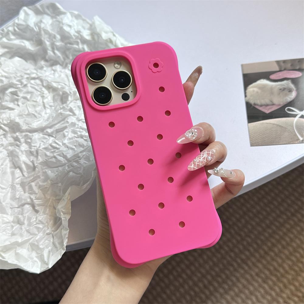 Ins DIY Подвески для Crocs Силиконовый Мягкий Чехол для Телефона Для iPhone 15 16 17 Pro Max 14 Plus 13 Однотонный Матовый Защитный Чехол-Броня