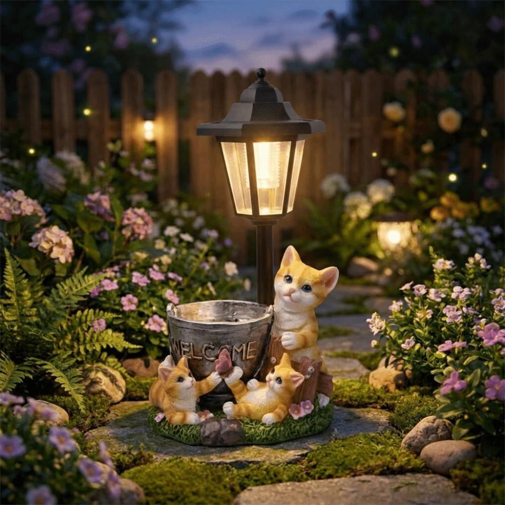 Hand-Painted Resin Outdoor Figurine Light Solar Landscape Decor Light  Lawn Ornament