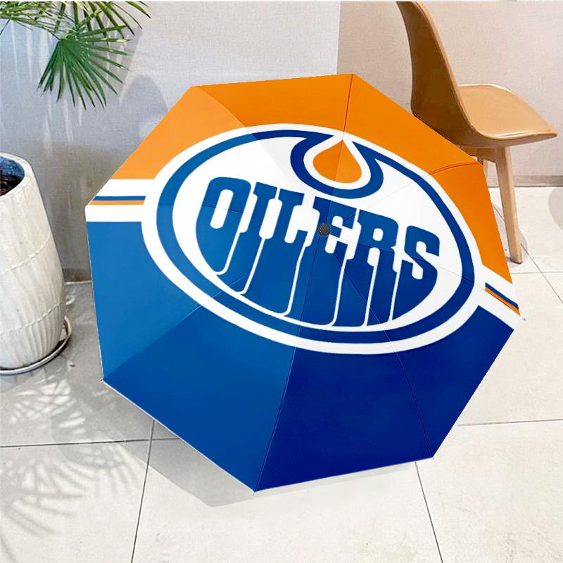 Energetic Oilers Team Spirit Umbrella 8-Frame for Travel, Camping, Casual Lightweight Portable Umbrella, Essential for Every Family Holidays Gift