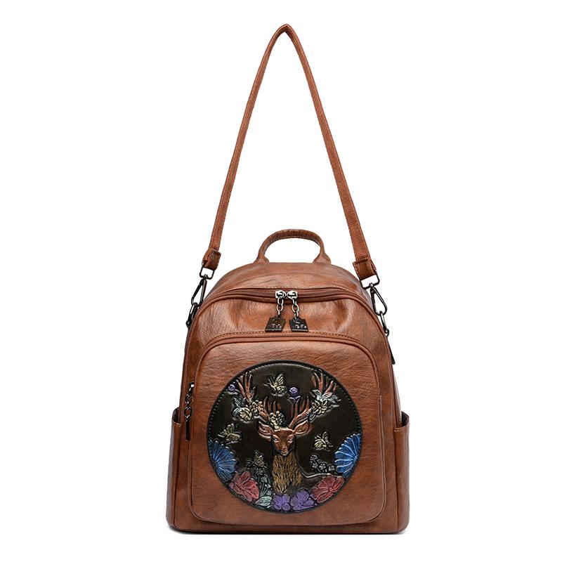 Рюкзак с принтом большой вместимости, женский ретро рюкзак из ПУ