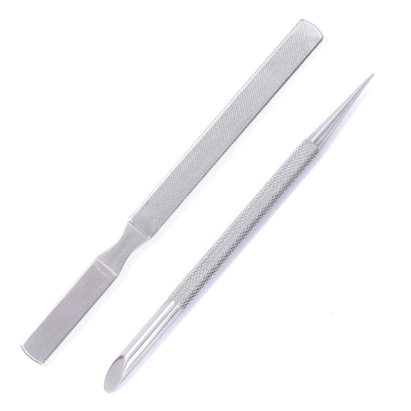 Nail Art Stainless Steel Nail File Double Head Pointed Head Flat Head Multifunctional Nail Polishing Tool Reticulated Nail Trimmer