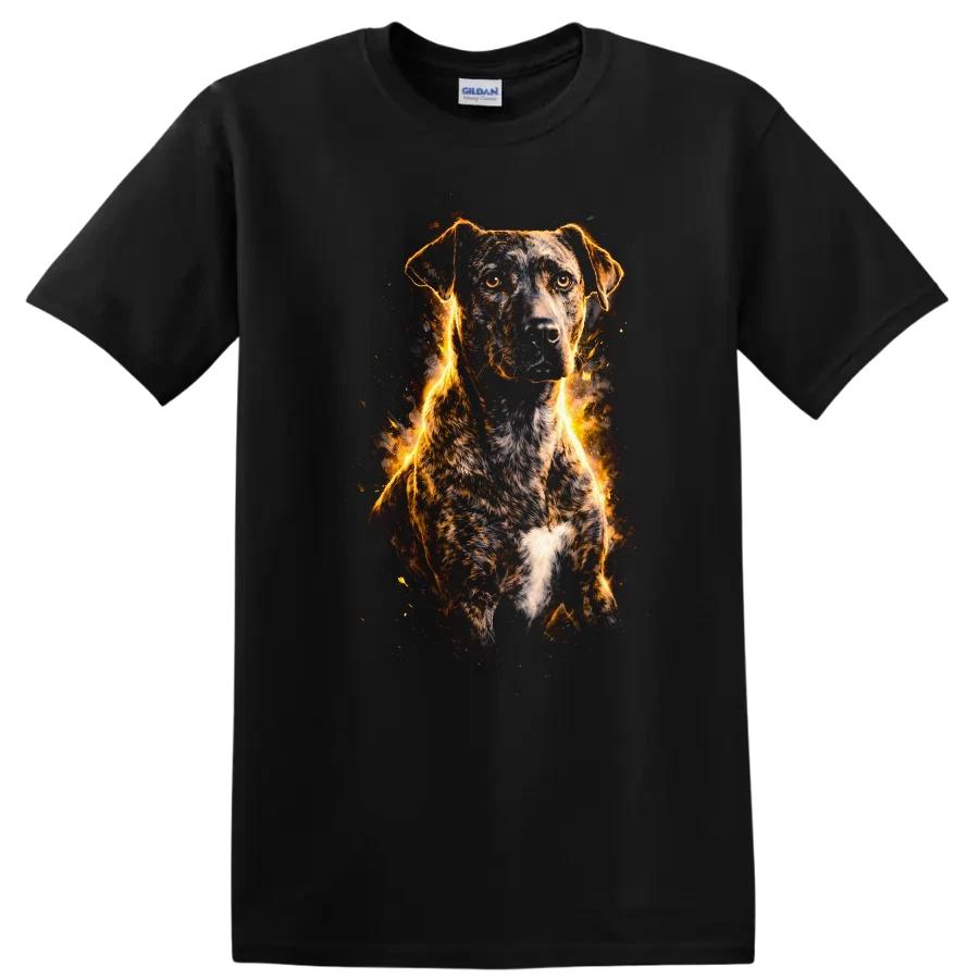 Dog T Shirt Cool Fire Design Brindle Dog Lovers Gift Idea Graphic Tee