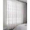 Sheer Curtains White Embroidered Floral Voile Drapes for Living Room, Bedroom