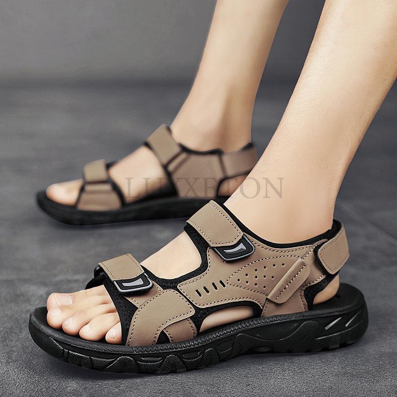 Модные летние мужские сандалии повседневная пляжная обувь уличные гладиаторские туфли дышащие походные модные туфли на платформе кожаные сандалии для отдыха