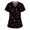 Women's Fashion  V-Neck Short Sleeve Overalls Double Layer Pocket Printed Tops  Apparel