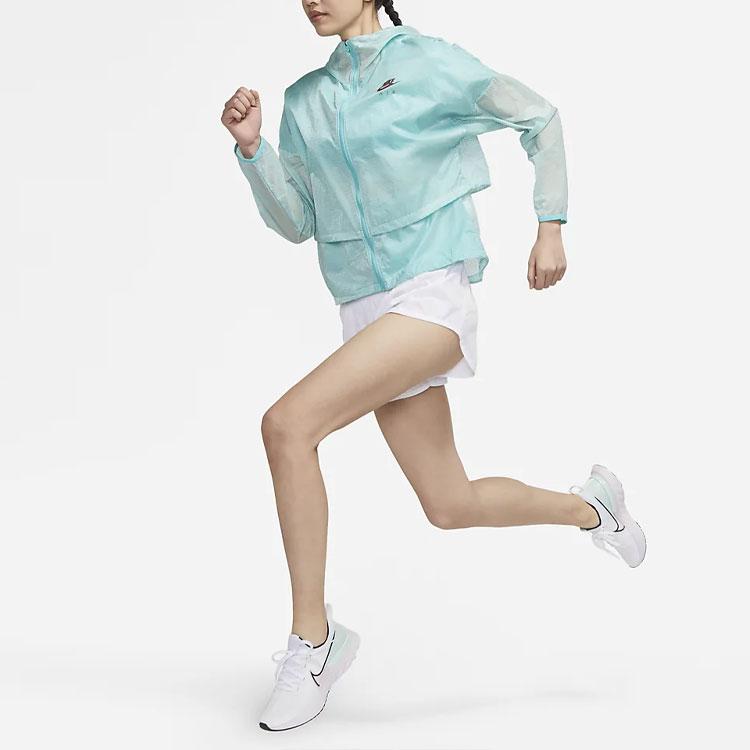 Nike Solid Color Logo Zip Long Sleeve Hooded Jacket Women Jackets Washed-Teal DM7794-392