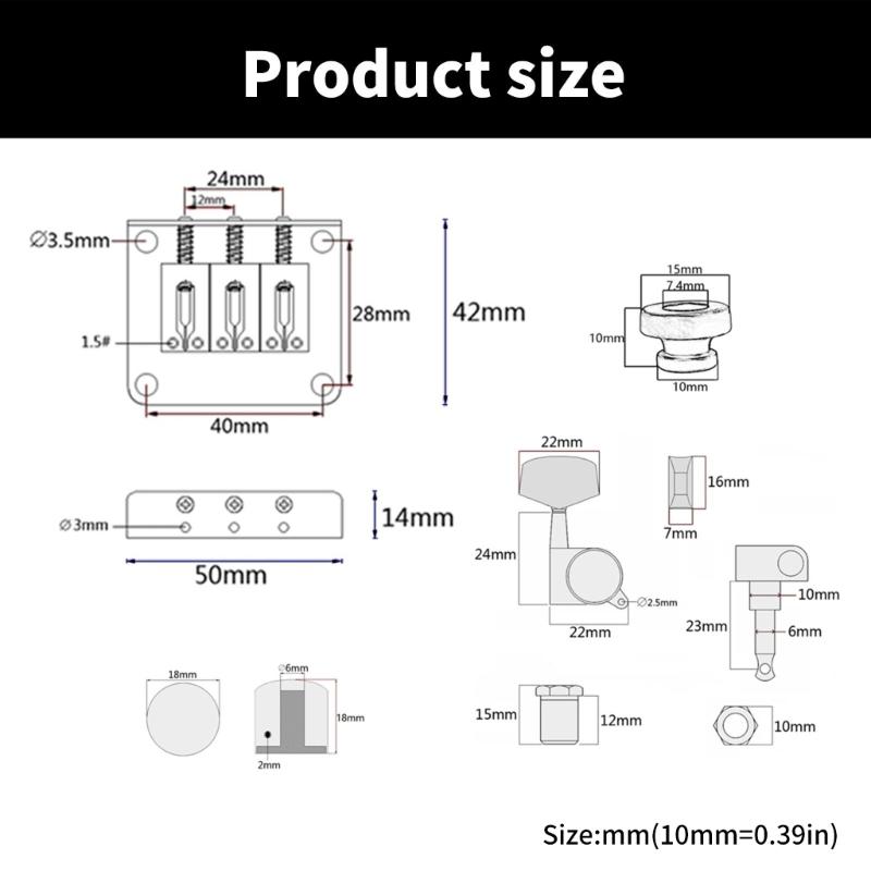 Electric Box Guitar Bridge Replacement Parts For 3 String Setup Tuning Pegs Locking Screws And Control Knob Assembly