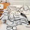 Black Lines Chenille Sofa Cover Cloth Sofa Blanket Cover Full Universal Couch Towel Dust Proof Sofa Cushion Cover